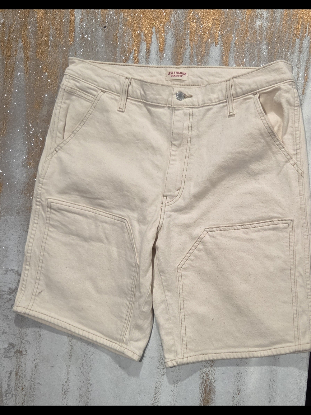Levi Strauss Signature Men's Double Knee Cargo Utility Shorts sz 36 Like New